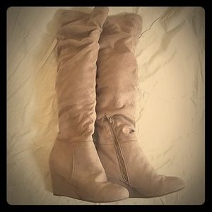 Tan Suede Tall Boots